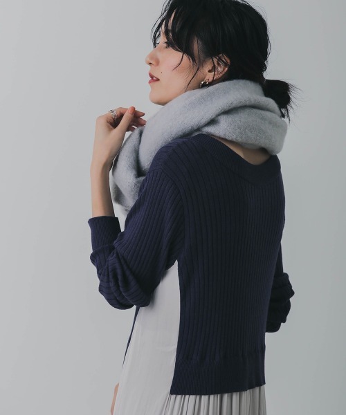 Bou Jeloud（ブージュルード）の「太フリンジボリュームストール（ストール/ショール・レディース・ライトグレー/ベージュ/オレンジ/アイボリー/ライトブルー・FREE）」の9枚目の写真