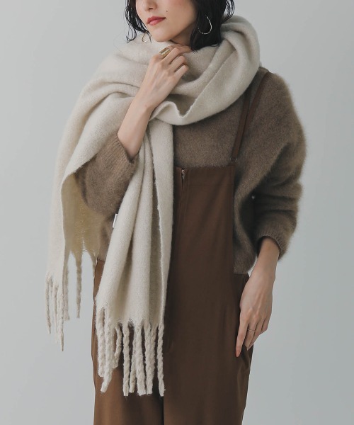 Bou Jeloud（ブージュルード）の「太フリンジボリュームストール（ストール/ショール・レディース・ライトグレー/ベージュ/オレンジ/アイボリー/ライトブルー・FREE）」の12枚目の写真