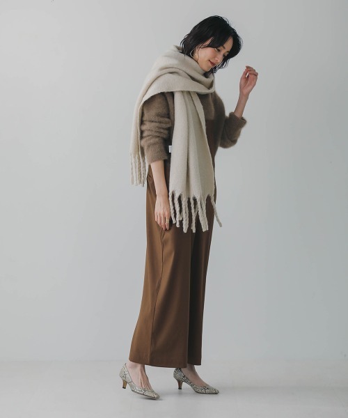 Bou Jeloud（ブージュルード）の「太フリンジボリュームストール（ストール/ショール・レディース・ライトグレー/ベージュ/オレンジ/アイボリー/ライトブルー・FREE）」の17枚目の写真