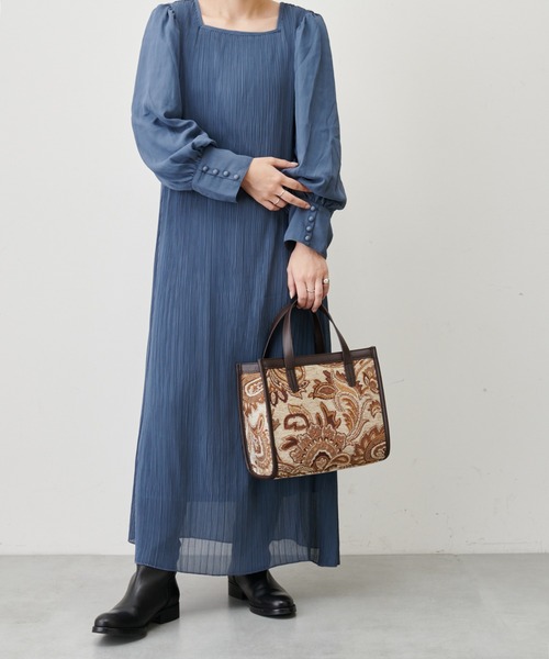 natural couture（ナチュラルクチュール）の「柄アソートボックストートバッグ　小（トートバッグ・レディース・ベージュ/サックスブルー/レッド・FREE）」の6枚目の写真