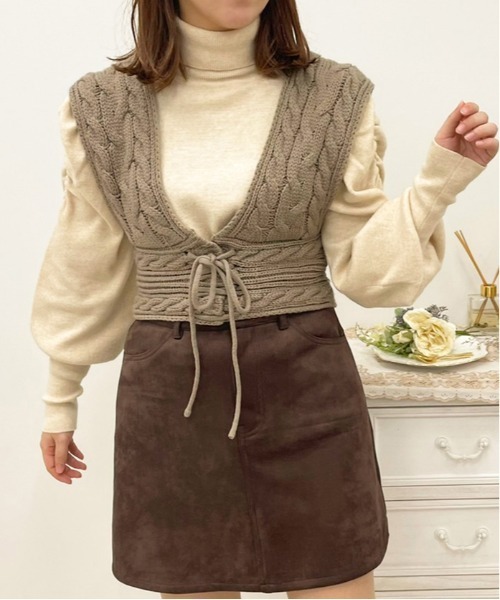 apres jour（アプレジュール）の「2WAYレースアップニットビスチェ【ZOZOTOWN限定アイテム】  【1.1】（ニット/セーター・レディース・スモークピンク/アイボリー/モカ・X-LARGE/フリー）」の19枚目の写真