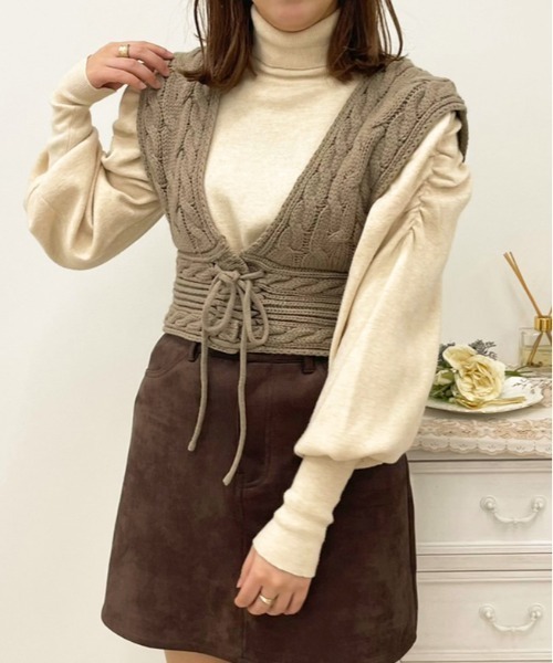apres jour（アプレジュール）の「2WAYレースアップニットビスチェ【ZOZOTOWN限定アイテム】  【1.1】（ニット/セーター・レディース・スモークピンク/アイボリー/モカ・X-LARGE/フリー）」の22枚目の写真
