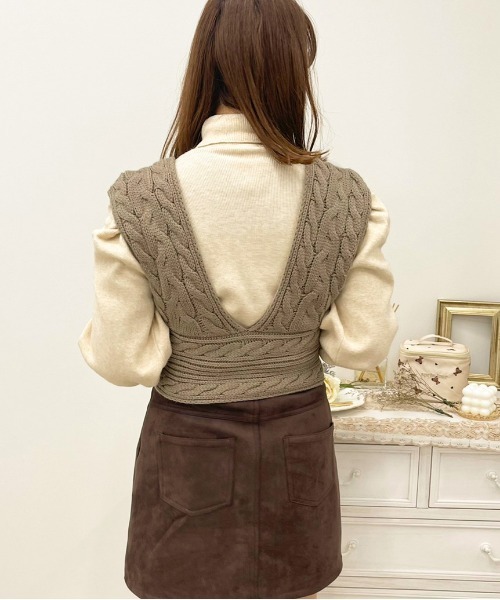 apres jour（アプレジュール）の「2WAYレースアップニットビスチェ【ZOZOTOWN限定アイテム】  【1.1】（ニット/セーター・レディース・スモークピンク/アイボリー/モカ・X-LARGE/フリー）」の12枚目の写真