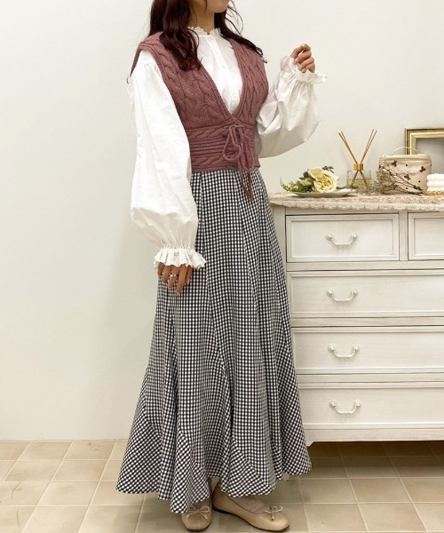 apres jour（アプレジュール）の「2WAYレースアップニットビスチェ【ZOZOTOWN限定アイテム】  【1.1】（ニット/セーター・レディース・スモークピンク/アイボリー/モカ・X-LARGE/フリー）」の17枚目の写真