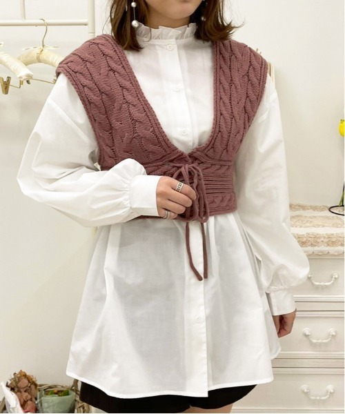 apres jour（アプレジュール）の「2WAYレースアップニットビスチェ【ZOZOTOWN限定アイテム】  【1.1】（ニット/セーター・レディース・スモークピンク/アイボリー/モカ・X-LARGE/フリー）」の5枚目の写真