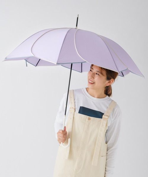 because バイカラーパイピングはなびら長雨傘（長傘）｜because
