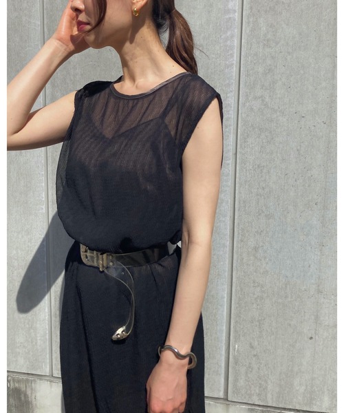 &g'aime(アンジェム)の「【&g'aime】楊柳シアーレイヤードワンピース(ワンピース・レディース・ブラック/アイボリー/グレイッシュベージュ・FREE)」の5枚目の写真