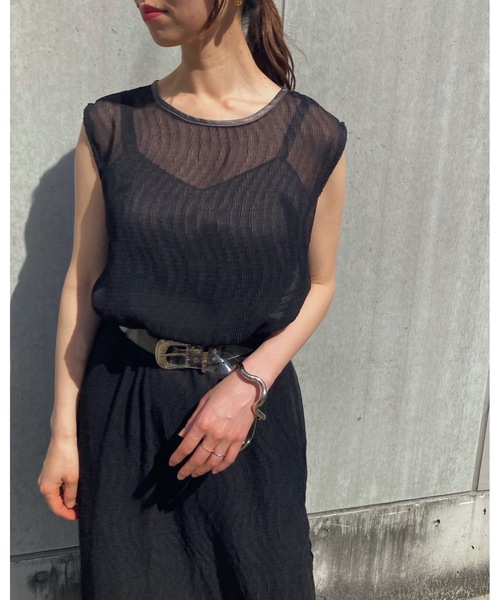 &g'aime(アンジェム)の「【&g'aime】楊柳シアーレイヤードワンピース(ワンピース・レディース・ブラック/アイボリー/グレイッシュベージュ・FREE)」の4枚目の写真