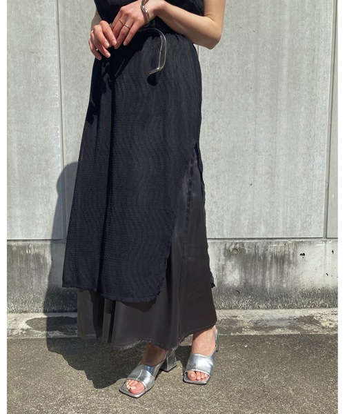 &g'aime(アンジェム)の「【&g'aime】楊柳シアーレイヤードワンピース(ワンピース・レディース・ブラック/アイボリー/グレイッシュベージュ・FREE)」の6枚目の写真