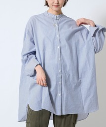DouDou | ストライプビッグチュニックシャツ(シャツ/ブラウス)