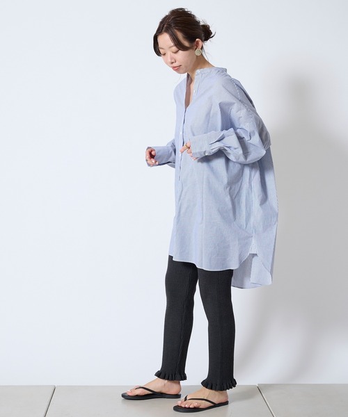 DouDou（ドゥドゥ）の「ストライプビッグチュニックシャツ（シャツ/ブラウス・レディース・ブルー・FREE）」の9枚目の写真