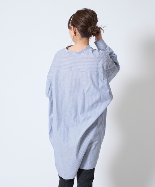 DouDou（ドゥドゥ）の「ストライプビッグチュニックシャツ（シャツ/ブラウス・レディース・ブルー・FREE）」の14枚目の写真