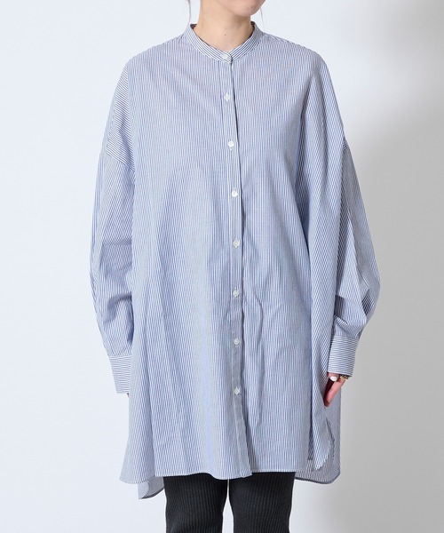 DouDou（ドゥドゥ）の「ストライプビッグチュニックシャツ（シャツ/ブラウス・レディース・ブルー・FREE）」の19枚目の写真