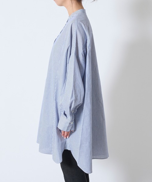DouDou（ドゥドゥ）の「ストライプビッグチュニックシャツ（シャツ/ブラウス・レディース・ブルー・FREE）」の15枚目の写真