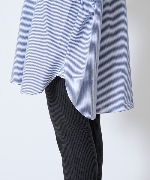 DouDou（ドゥドゥ）の「ストライプビッグチュニックシャツ（シャツ/ブラウス・レディース・ブルー・FREE）」の6枚目の写真