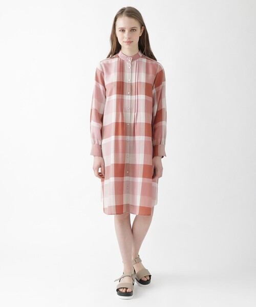 シャツワンピース ワンピース Blue Label Label ワンピース クレストブリッジチェックドレープツイル Blue Crestbridge ブルーレーベルクレストブリッジ のファッション