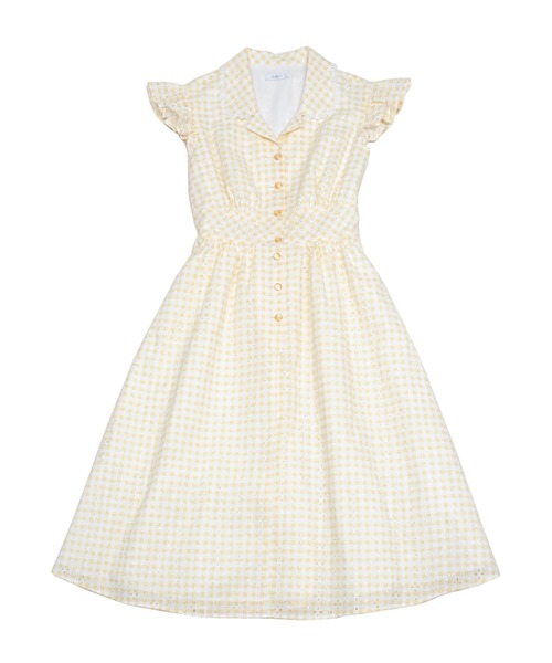 MILK リリカドレス ギンガムチェック リボン レース シャツワンピース MILK リリカドレス ギンガムチェック リボン レース シャツ