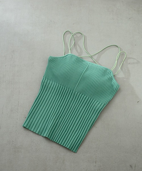 mystic（ミスティック）の「パット付ランダムリブニットキャミソール（キャミソール・レディース・ライトグレー/ブラック/オフホワイト/イエロー/グリーン/ピンク/グリーン系その他/イエロー系その他/ブラウン・FREE）」の6枚目の写真