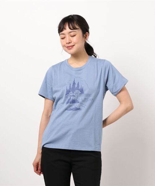 L.L.Bean(エルエルビーン)の「グラフィック・コットン・ティ、半袖 グラフィック 2 ジャパン・フィット(Tシャツ/カットソー・レディース・ホワイト系/ネイビー系/ダークネイビー/モーブ系/ブルー系/ホワイト/モーブ系1/グレイッシュブルー/ライトグレー/ライトグレー系/ネイビー系2/ネイビー系1/ピンク系/ラベンダー/ホワイト系1/ホワイト系2・SMALL/MEDIUM/LARGE/X-LARGE/X-SMALL)」の22枚目の写真
