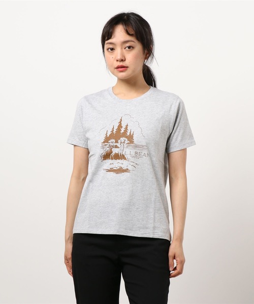 L.L.Bean(エルエルビーン)の「グラフィック・コットン・ティ、半袖 グラフィック 2 ジャパン・フィット(Tシャツ/カットソー・レディース・ホワイト系/ネイビー系/ダークネイビー/モーブ系/ブルー系/ホワイト/モーブ系1/グレイッシュブルー/ライトグレー/ライトグレー系/ネイビー系2/ネイビー系1/ピンク系/ラベンダー/ホワイト系1/ホワイト系2・SMALL/MEDIUM/LARGE/X-LARGE/X-SMALL)」の21枚目の写真