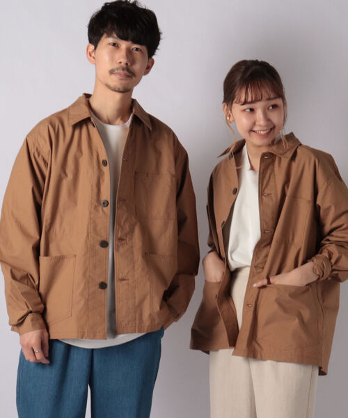 GLOSTER(グロスター)の「シャツカバーオール(カバーオール・メンズ・ホワイト系その他4/キャメル/ネイビー・S/M/L)」の3枚目の写真