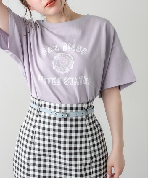 OLIVE des OLIVE（オリーブデオリーブ）の「Reiwa後ろレースアップアソートT（Tシャツ/カットソー・レディース・グレイッシュベージュ/サックスブルー/オフホワイト/ネイビー/ブルー系その他/ピンク系その他・FREE）」の5枚目の写真