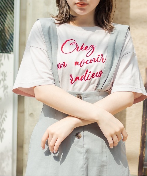 OLIVE des OLIVE（オリーブデオリーブ）の「Reiwa後ろレースアップアソートT（Tシャツ/カットソー・レディース・グレイッシュベージュ/サックスブルー/オフホワイト/ネイビー/ブルー系その他/ピンク系その他・FREE）」の3枚目の写真