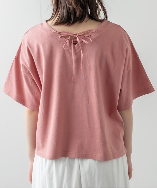 OLIVE des OLIVE（オリーブデオリーブ）の「Reiwa後ろレースアップアソートT（Tシャツ/カットソー・レディース・グレイッシュベージュ/サックスブルー/オフホワイト/ネイビー/ブルー系その他/ピンク系その他・FREE）」の22枚目の写真