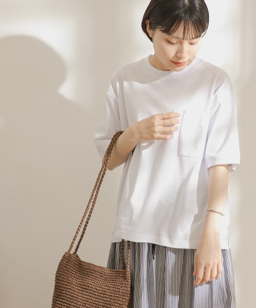 FORK&SPOON(フォークアンドスプーン)の「FORK&SPOON 強撚天竺カラーステッチ半袖Tシャツ(Tシャツ/カットソー・レディース・ブラック/オフホワイト/アイボリー・ONE)」の1枚目の写真