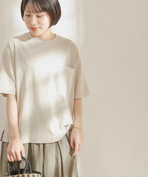 FORK&SPOON(フォークアンドスプーン)の「FORK&SPOON 強撚天竺カラーステッチ半袖Tシャツ(Tシャツ/カットソー・レディース・ブラック/オフホワイト/アイボリー・ONE)」の2枚目の写真