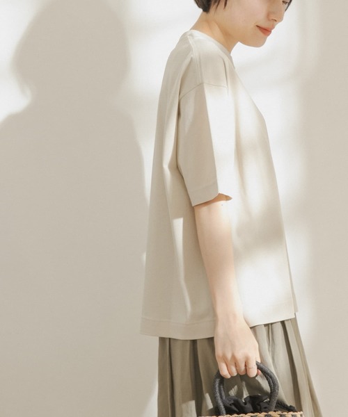 FORK&SPOON(フォークアンドスプーン)の「FORK&SPOON 強撚天竺カラーステッチ半袖Tシャツ(Tシャツ/カットソー・レディース・ブラック/オフホワイト/アイボリー・ONE)」の4枚目の写真