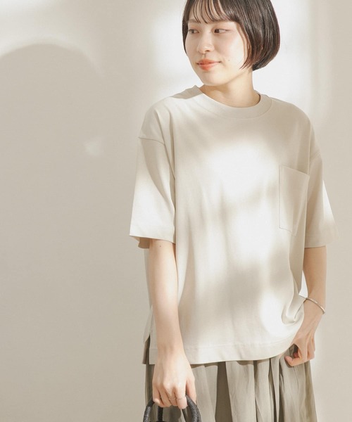 FORK&SPOON(フォークアンドスプーン)の「FORK&SPOON 強撚天竺カラーステッチ半袖Tシャツ(Tシャツ/カットソー・レディース・ブラック/オフホワイト/アイボリー・ONE)」の6枚目の写真