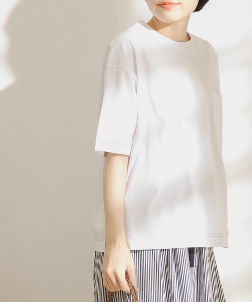 FORK&SPOON(フォークアンドスプーン)の「FORK&SPOON 強撚天竺カラーステッチ半袖Tシャツ(Tシャツ/カットソー・レディース・ブラック/オフホワイト/アイボリー・ONE)」の7枚目の写真
