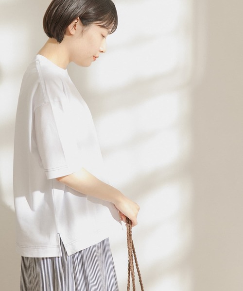 FORK&SPOON(フォークアンドスプーン)の「FORK&SPOON 強撚天竺カラーステッチ半袖Tシャツ(Tシャツ/カットソー・レディース・ブラック/オフホワイト/アイボリー・ONE)」の8枚目の写真
