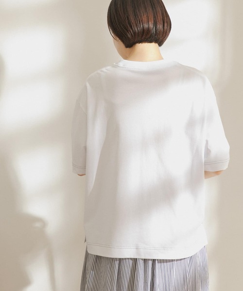 FORK&SPOON(フォークアンドスプーン)の「FORK&SPOON 強撚天竺カラーステッチ半袖Tシャツ(Tシャツ/カットソー・レディース・ブラック/オフホワイト/アイボリー・ONE)」の9枚目の写真