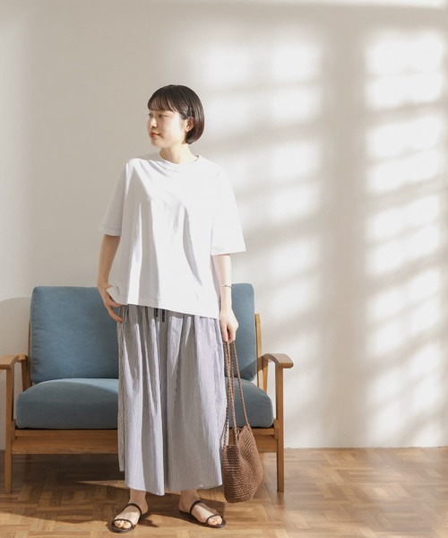 FORK&SPOON(フォークアンドスプーン)の「FORK&SPOON 強撚天竺カラーステッチ半袖Tシャツ(Tシャツ/カットソー・レディース・ブラック/オフホワイト/アイボリー・ONE)」の10枚目の写真