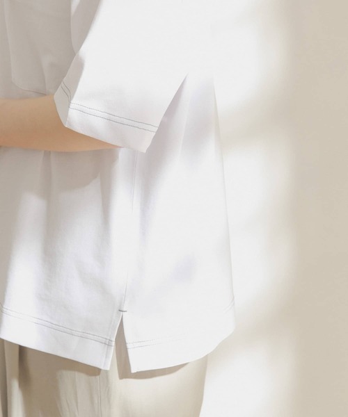 FORK&SPOON(フォークアンドスプーン)の「FORK&SPOON 強撚天竺カラーステッチ半袖Tシャツ(Tシャツ/カットソー・レディース・ブラック/オフホワイト/アイボリー・ONE)」の11枚目の写真