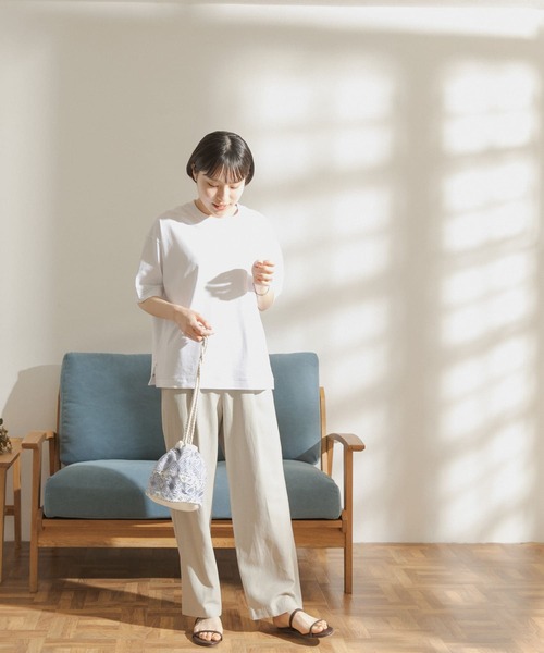 FORK&SPOON(フォークアンドスプーン)の「FORK&SPOON 強撚天竺カラーステッチ半袖Tシャツ(Tシャツ/カットソー・レディース・ブラック/オフホワイト/アイボリー・ONE)」の17枚目の写真