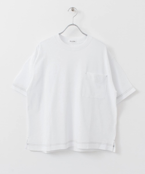 FORK&SPOON(フォークアンドスプーン)の「FORK&SPOON 強撚天竺カラーステッチ半袖Tシャツ(Tシャツ/カットソー・レディース・ブラック/オフホワイト/アイボリー・ONE)」の20枚目の写真