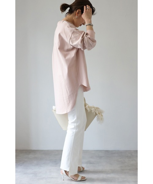 Bonjour Sagan(ボンジュールサガン)の「ラウンドカットロンT(Tシャツ/カットソー・レディース・グレー/ピンク/ホワイト・FREE)」の15枚目の写真