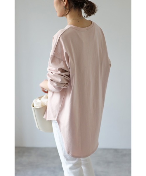 Bonjour Sagan(ボンジュールサガン)の「ラウンドカットロンT(Tシャツ/カットソー・レディース・グレー/ピンク/ホワイト・FREE)」の11枚目の写真