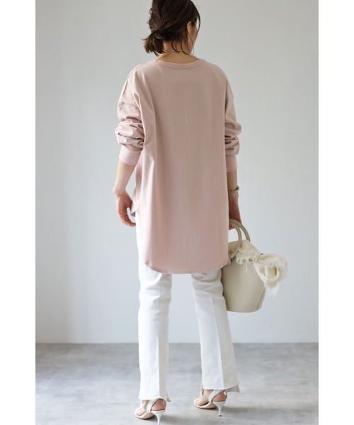 Bonjour Sagan(ボンジュールサガン)の「ラウンドカットロンT(Tシャツ/カットソー・レディース・グレー/ピンク/ホワイト・FREE)」の17枚目の写真