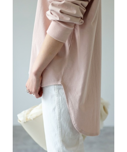 Bonjour Sagan(ボンジュールサガン)の「ラウンドカットロンT(Tシャツ/カットソー・レディース・グレー/ピンク/ホワイト・FREE)」の13枚目の写真