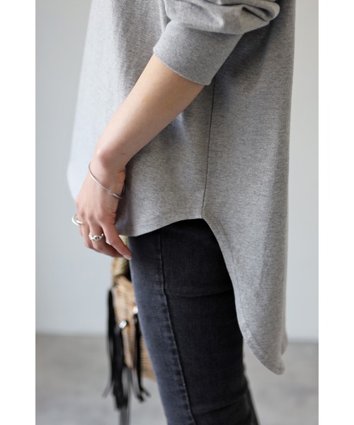 Bonjour Sagan(ボンジュールサガン)の「ラウンドカットロンT(Tシャツ/カットソー・レディース・グレー/ピンク/ホワイト・FREE)」の9枚目の写真