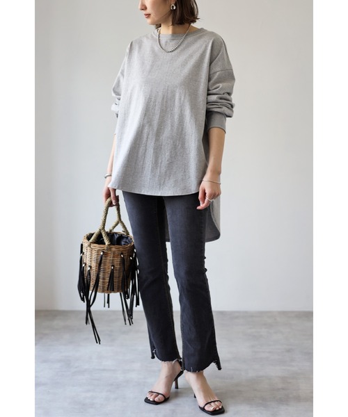 Bonjour Sagan(ボンジュールサガン)の「ラウンドカットロンT(Tシャツ/カットソー・レディース・グレー/ピンク/ホワイト・FREE)」の18枚目の写真