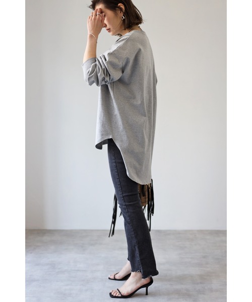 Bonjour Sagan(ボンジュールサガン)の「ラウンドカットロンT(Tシャツ/カットソー・レディース・グレー/ピンク/ホワイト・FREE)」の12枚目の写真