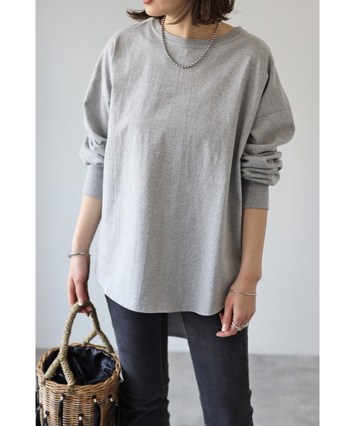 Bonjour Sagan(ボンジュールサガン)の「ラウンドカットロンT(Tシャツ/カットソー・レディース・グレー/ピンク/ホワイト・FREE)」の16枚目の写真