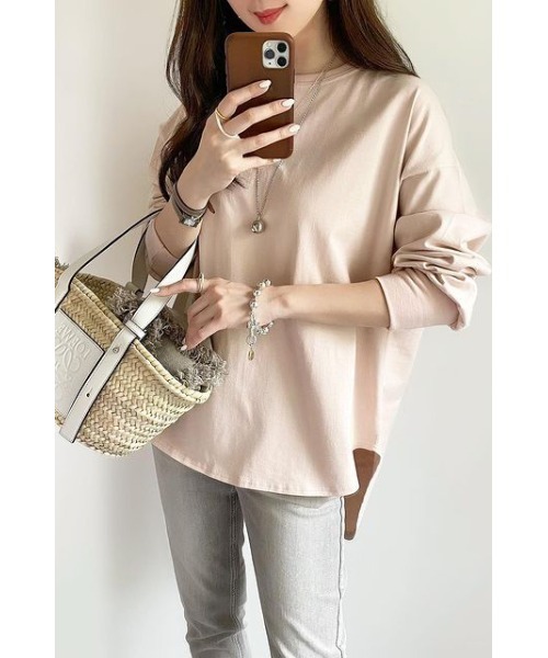 Bonjour Sagan(ボンジュールサガン)の「ラウンドカットロンT(Tシャツ/カットソー・レディース・グレー/ピンク/ホワイト・FREE)」の19枚目の写真