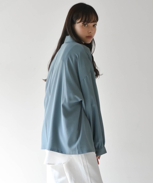 Starting Over（スターティングオーバー）の「ビッグシルエットPUラペルシャツジャケット（テーラードジャケット・メンズ・パープル/グリーン/グレイッシュベージュ/ブラック・M/L）」の17枚目の写真