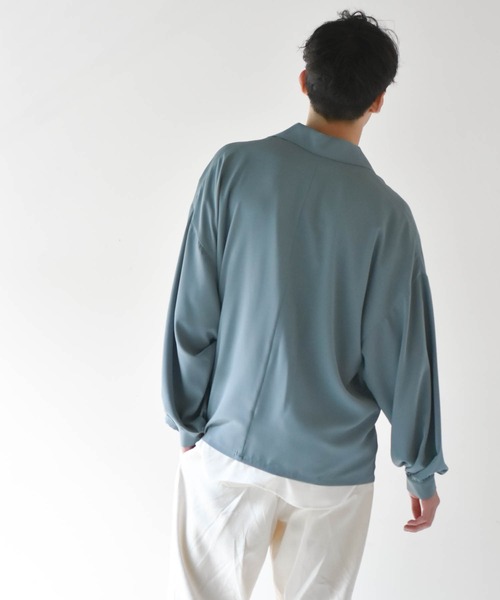 Starting Over（スターティングオーバー）の「ビッグシルエットPUラペルシャツジャケット（テーラードジャケット・メンズ・パープル/グリーン/グレイッシュベージュ/ブラック・M/L）」の19枚目の写真